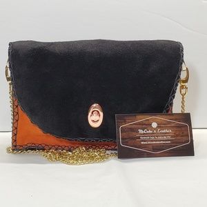 Women's orange suede Crossbody bag